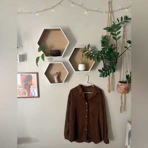 Corduroy Brown Long Sleeve Button Up